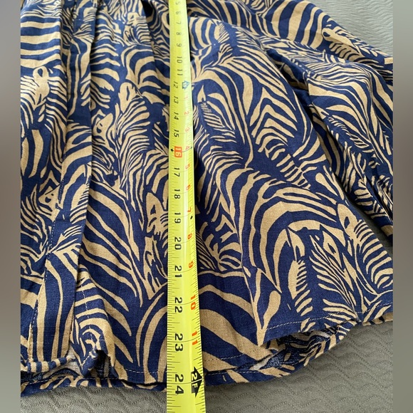 Banana Republic button down linen blouse peasant jungle zebra safari stripes 💙🤎 - Picture 9 of 11